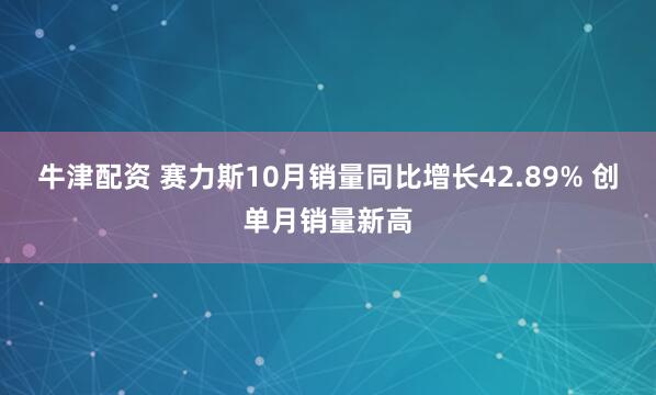 牛津配资 赛力斯10月销量同比增长42.89% 创单月销量新高